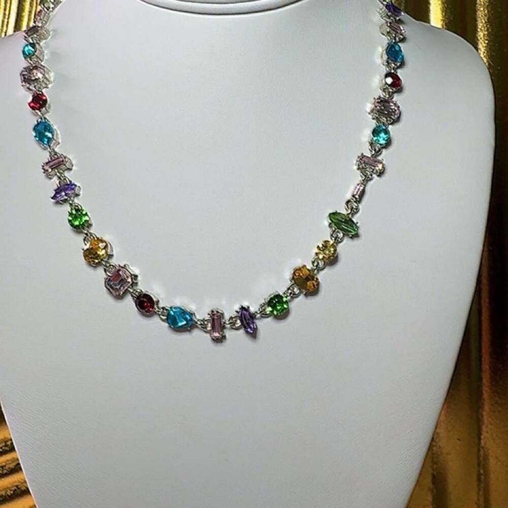Multicolor Gemstone Necklace 16inch - Picture 3 of 6